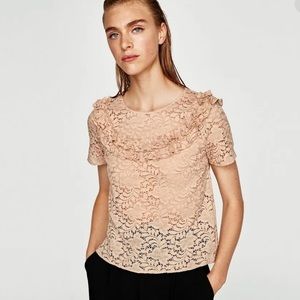Zara Lace Blouse in Beige